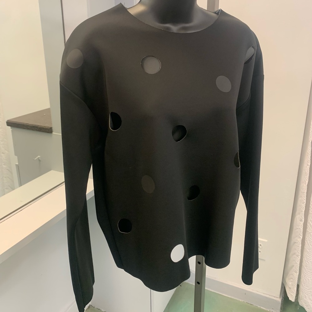 Cop Copine black circle cutout long sleeve top. Never worn, with tags.